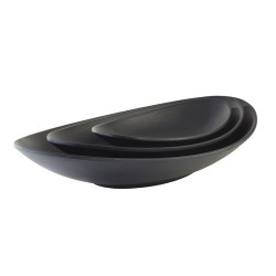 Zen-coppa ovale in melamina nera effetto gres...